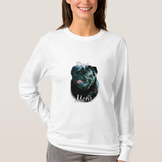 Mops (schwarz) Mama 2 T-Shirt (Vorderseite)