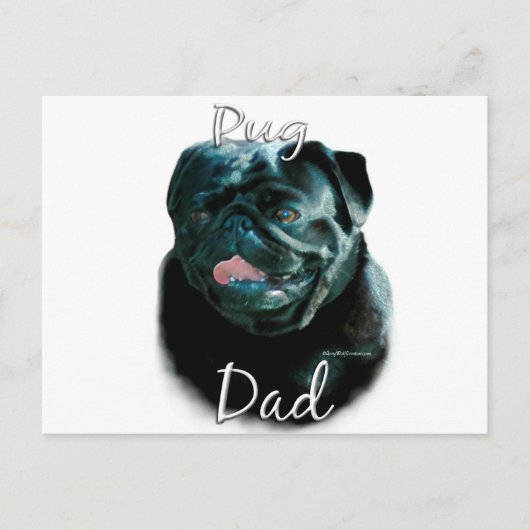Mops (schwarz) Vater 2 Postkarte (Vorderseite)