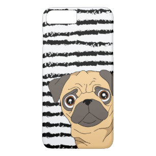 Mops Schwarz-weiß gestreift Case-Mate iPhone Hülle