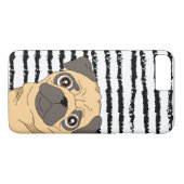Mops Schwarz-weiß gestreift Case-Mate iPhone Hülle (Rückseite (Horizontal))