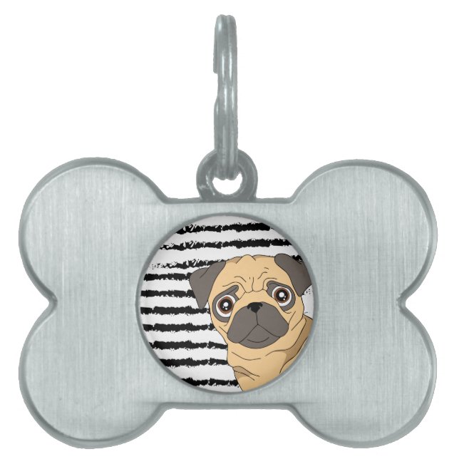 Mops Schwarz-Weiß-Muster Tiermarke (Vorderseite)