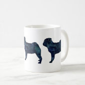 Mops Schwarze Aquarellfarben Silhouette Kaffeetasse (VorderseiteRechts)