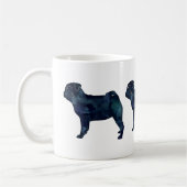 Mops Schwarze Aquarellfarben Silhouette Kaffeetasse (Links)