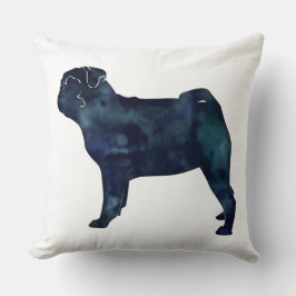 Mops Schwarze Aquarellfarben Silhouette Kissen