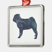 Mops Schwarze Aquarellfarben Silhouette Ornament Aus Metall (Links)