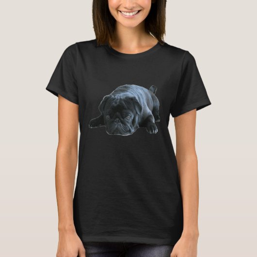 Mops - Schwarzer Mops Design Klassischer T - Shirt (Vorderseite)