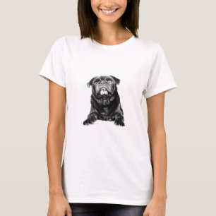 Mops - schwarzes MOPS Schwarzes u. Weiß T-Shirt
