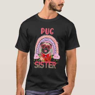 Mops-Schwester Süß Regenbogen Regnerisch Hund Blum T-Shirt