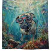 Mops Scuba Diving Underwater Duschvorhang (Vorderseite)