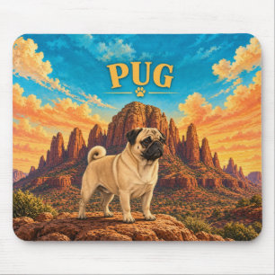 Mops, Sedona Rocks Vintage-Wasserfarbe Mousepad
