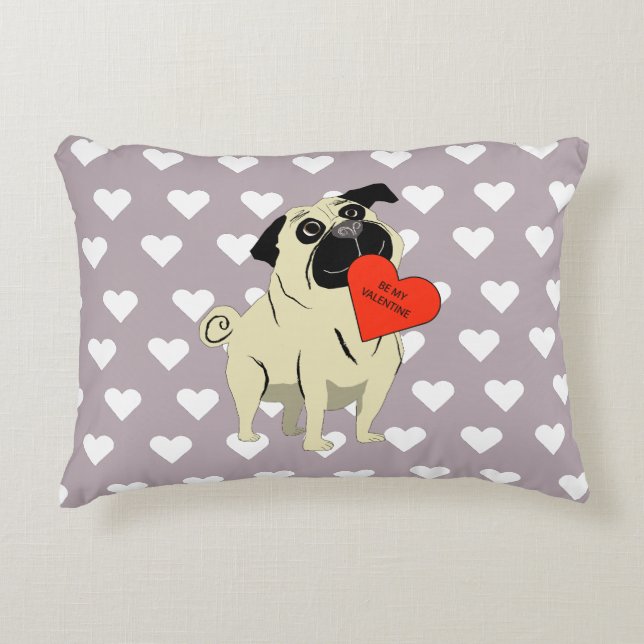 Mops sei mein Valentinstag Dekokissen (Vorderseite)