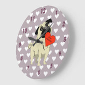 Mops sei mein Valentinstag Große Wanduhr (Winkel)
