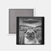 Mops Selfie mit Alien Ufo Funny Mops Geschenke für Magnet (Vorderseite/Rückseite)