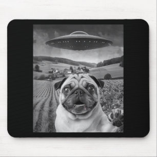 Mops Selfie mit Alien Ufo Funny Mops Geschenke für Mousepad
