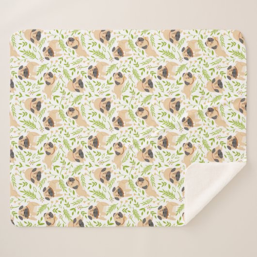 Mops Sherpa Blanket Sherpadecke (Vorderseite (Horizontal))