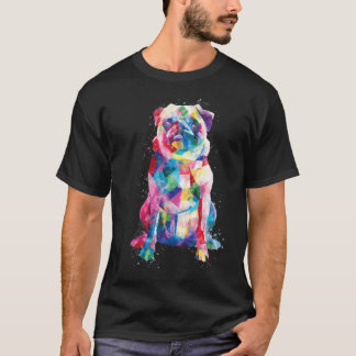 Mops-Shirt Hundemama Hund Papa Geschenk Wasserfarb T-Shirt