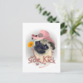 Mops Side Kick Postkarte (Stehend Vorderseite)