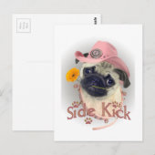 Mops Side Kick Postkarte (Vorne/Hinten)