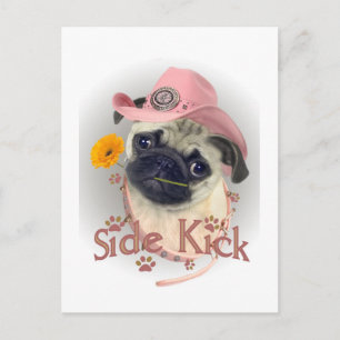 Mops Side Kick Postkarte