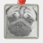 Mops Silbernes Ornament (Vorne)