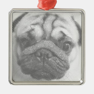 Mops Silbernes Ornament