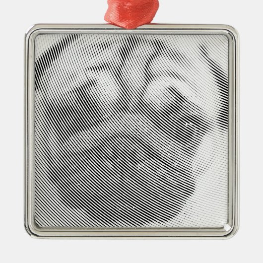 Mops Silbernes Ornament (Vorne)