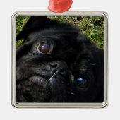 Mops Silbernes Ornament (Vorne)