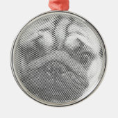Mops Silbernes Ornament (Vorne)
