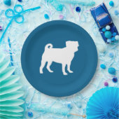 Mops Silhouette Babydusche Pappteller (Party)