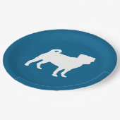 Mops Silhouette Babydusche Pappteller (Schrägansicht)