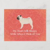 Mops Silhouette Denken Sie an Sie Design Postkarte (Vorderseite)