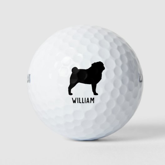 Mops Silhouette Golfball (Vorderseite)
