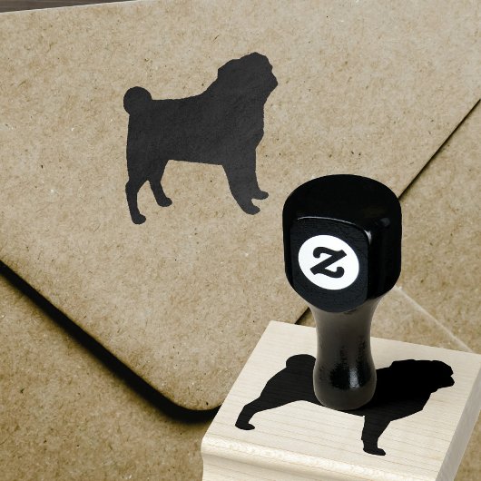 Mops Silhouette Gummistempel
