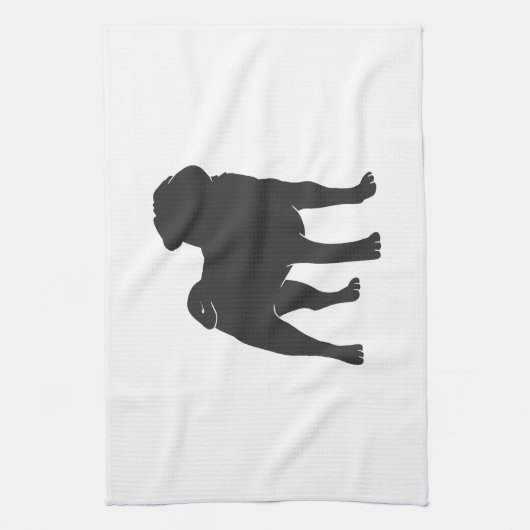 Mops-Silhouette - Hintergrundfarbe auswählen Geschirrtuch (Vertikal)