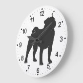 Mops-Silhouette - Hintergrundfarbe auswählen Große Wanduhr (Winkel)