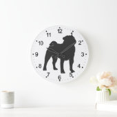 Mops-Silhouette - Hintergrundfarbe auswählen Große Wanduhr (Zuhause)