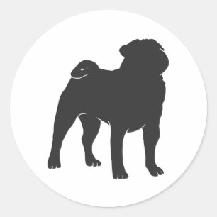 Mops-Silhouette - Hintergrundfarbe auswählen Runder Aufkleber