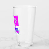 Mops Silhouette Hund & Paw Pink und Blue Square Glas (Links)