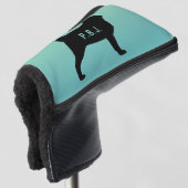 Mops-Silhouette mit benutzerdefiniertem Text Golf Headcover (3/4 Vorderseite)