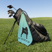 Mops-Silhouette mit benutzerdefiniertem Text Golfhandtuch (Gras)