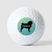 Mops Silhouette mit Individuelle Name Golfball (Vorderseite)
