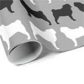 Mops-Silhouette-Muster Geschenkpapier (Rolleneckpunkt)