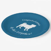 Mops Silhouette Puppy Baby Dusche Pappteller (Schrägansicht)