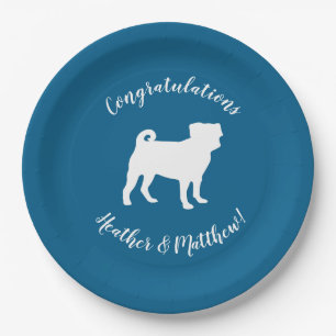 Mops Silhouette Puppy Baby Dusche Pappteller