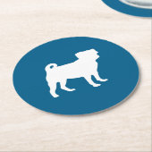 Mops Silhouette Puppy Baby Dusche Runder Pappuntersetzer (Angewinkelt)