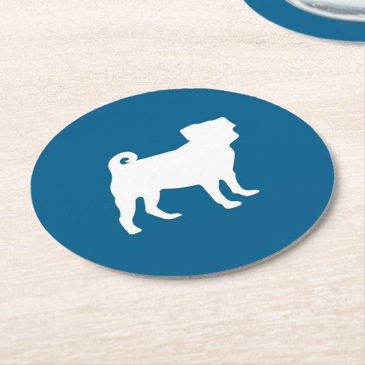 Mops Silhouette Puppy Baby Dusche Runder Pappuntersetzer (Angewinkelt)