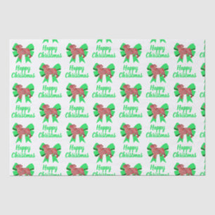 Mops Silhouette Red Christmas Dog & Bow White Seidenpapier