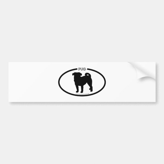 Mops-Silhouette-Schwarz-Autoaufkleber Autoaufkleber (Vorne)