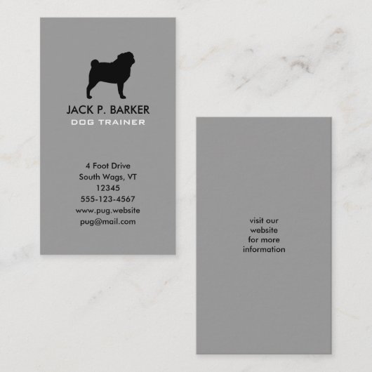 Mops Silhouette Visitenkarte (Vorne/Hinten)