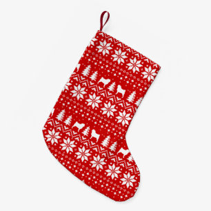Mops-Silhouette-Weihnachtsstrickjacke-Art-Muster Kleiner Weihnachtsstrumpf